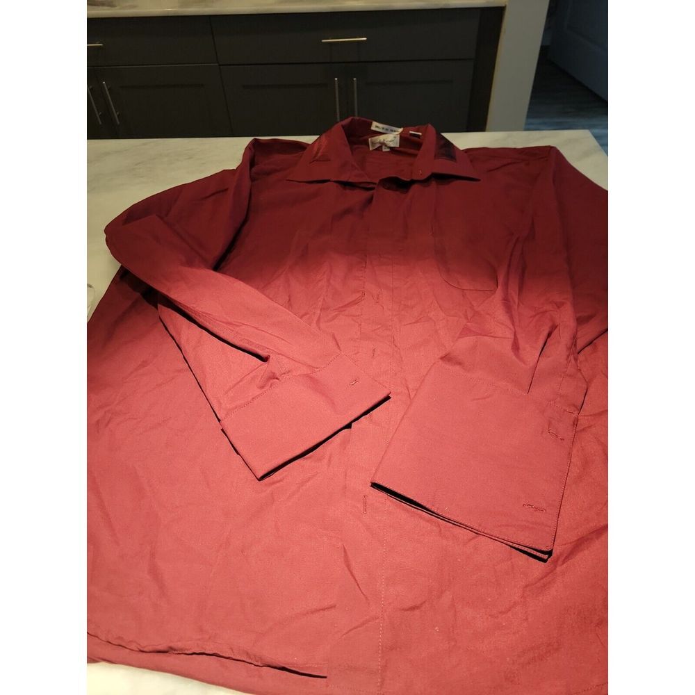 Karl Knox Shirt Mens‎ 19.5 36/38 Burgundy Long Sleeve Button Down Cuffed